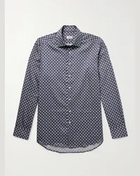 Etro Camicia slim-fit in twill di cotone stampato Blu