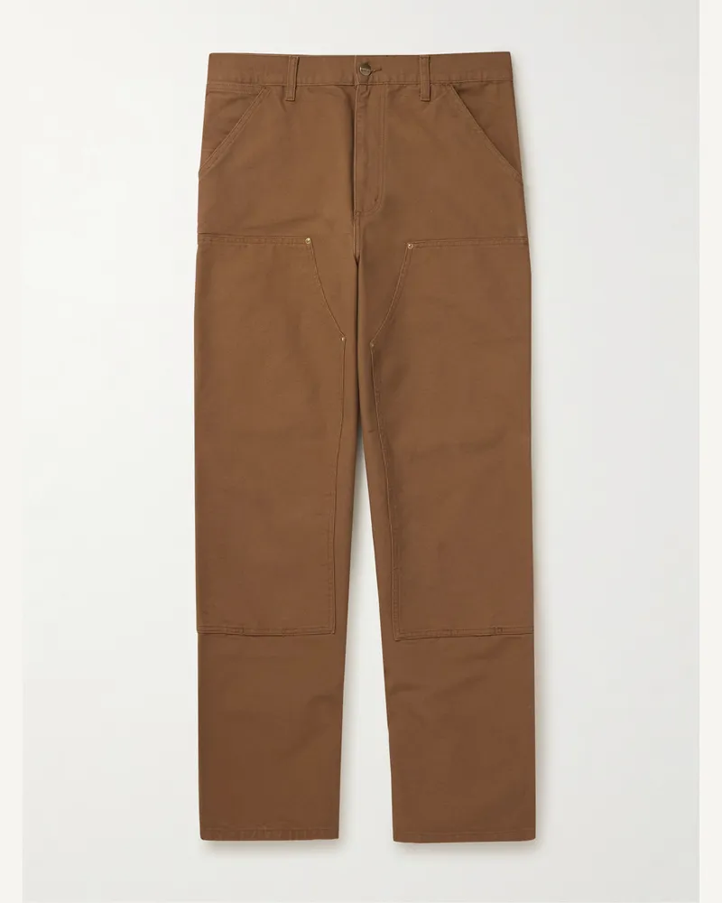 Carhartt WIP Pantaloni carpenter a gamba dritta in tela di cotone Double Knee Marrone