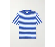 Drake's T-shirt in jersey di cotone a righe Blu