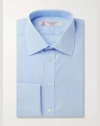 Turnbull & Asser Camicia in cotone celeste con doppio polsino Blu