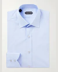 Tom Ford Camicia in popeline di cotone Blu