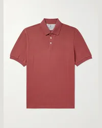 Brunello Cucinelli Polo slim-fit in cotone piqué Rosso