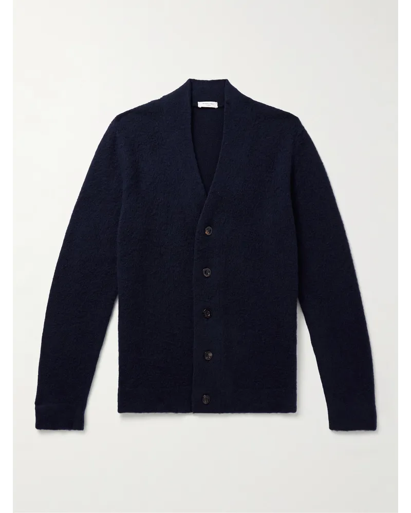 Boglioli Cardigan in misto lana e cashmere spazzolato Blu