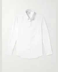 Brunello Cucinelli Camicia in popeline di cotone con collo button-down Bianco