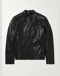 Belstaff Giacca slim-fit in pelle con logo applicato V-Racer Nero