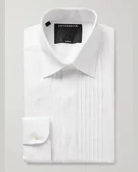 Favourbrook Camicia da smoking in lino con nervature Bianco