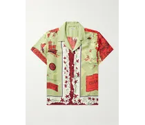 Camicia in crêpe de chine di seta stampato con colletto aperto Guam