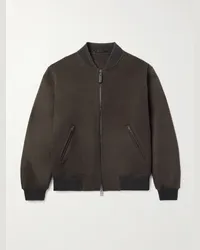 Brioni Bomber in misto lana e cashmere spazzolato Verde