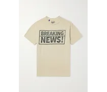 T-shirt in jersey di cotone effetto consumato con stampa Breaking News
