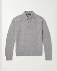 Tom Ford Polo in cashmere spazzolato Grigio