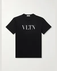 Valentino Garavani T-shirt in jersey di cotone con logo Nero