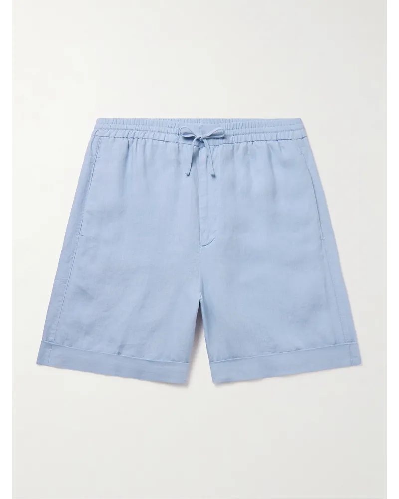 Canali Shorts a gamba dritta in lino con coulisse Blu