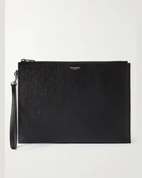 Saint Laurent Pochette in pelle zigrinata Nero