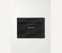 Balenciaga Logo-Print Monogrammed Leather Cardholder Nero