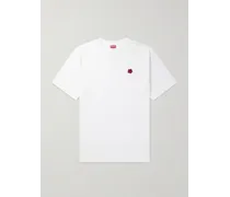 T-shirt in jersey di cotone con logo applicato