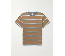 T-shirt in jersey di cotone fiammato a righe Leffe