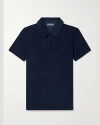 Vilebrequin Polo in spugna di misto cotone con logo ricamato Phoenix Blu