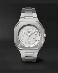 Bell & Ross Orologio automatico 41 mm in acciaio inossidabile BR 05 GMT, N. rif. BR05G-SI-ST/SST Bianco