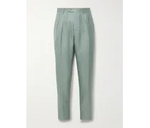 Pantaloni slim-fit in misto seta, cashmere e lino con pinces Ischia
