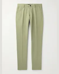 Incotex Pantaloni a gamba dritta in misto cotone Verde