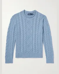 Ralph Lauren Pullover in misto cotone, cashmere e lino a trecce Blu