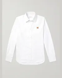 Kitsuné Camicia in popeline di cotone con logo applicato Bianco