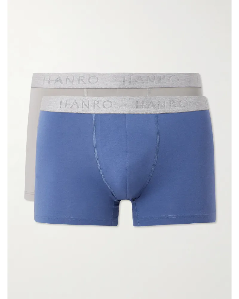 Hanro Confezione da due boxer in cotone stretch Essentials Multicolore