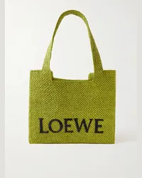 Loewe Paula’s Ibiza Tote bag media in rafia con logo ricamato Font Verde