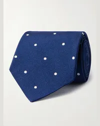 Loro Piana Cravatta in twill di seta a pois My Spots, 8 cm Blu