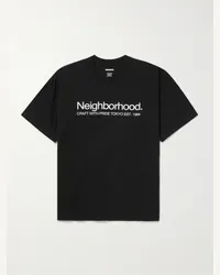 Neighborhood T-shirt in jersey di cotone con logo Nero