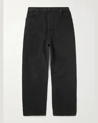 Balenciaga Pantaloni a gamba larga a pannelli in denim effetto invecchiato e pile di cotone Hybrid Nero