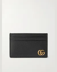 Gucci Portacarte in pelle pieno fiore GG Marmont Nero