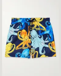 Vilebrequin Shorts da mare medi a gamba dritta in tessuto riciclato stampato Mahina Blu