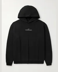 Maison Margiela Felpa oversize in jersey di cotone con cappuccio e logo ricamato Nero