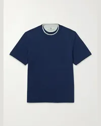 Brunello Cucinelli T-shirt in jersey di cotone a strati Blu