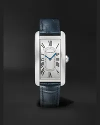 Cartier Orologio automatico 44,4 mm in acciaio inossidabile con cinturino in alligatore Tank Américaine, N. rif. CRWSTA0083 Bianco