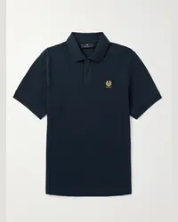 Belstaff Polo in cotone piqué con logo applicato Blu