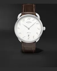 Hermès Orologio automatico 40 mm in acciaio con cinturino in alligatore Arceau, N. rif. 055562WW00 Bianco