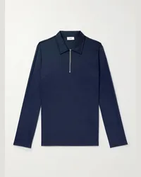 NN 07 Polo in jersey di cotone biologico con mezza zip Ross 3525 Blu