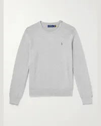 Ralph Lauren Pullover in cotone a nido d'ape con logo ricamato Grigio