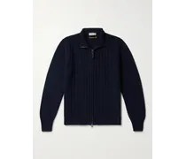 Pullover slim-fit in misto lana con zip