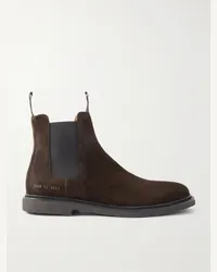 Common Projects Stivaletti Chelsea in camoscio cerato Marrone