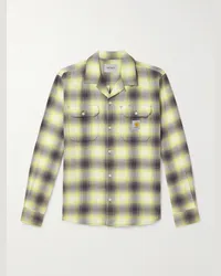 Carhartt WIP Camicia in twill di cotone a quadri con colletto aperto Blanchard Giallo