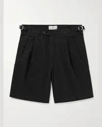 MR P. Shorts a gamba larga in twill di misto cotone biologico con pinces Nero