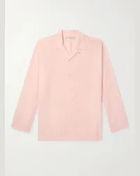 Umit Benan Camicia in popeline di seta con colletto aperto Rosa