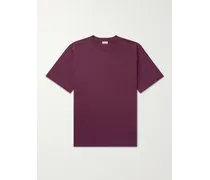 Burberry T-shirt in jersey di cotone con logo ricamato Viola