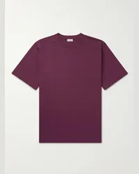 Burberry T-shirt in jersey di cotone con logo ricamato Viola