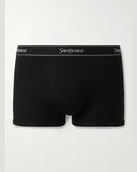 Saint Laurent Boxer in jersey di cotone a coste Nero