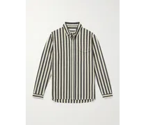 Camicia in cotone Oxford fiammato a righe con collo button-down
