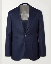 Brunello Cucinelli Blazer destrutturato in flanella di lana vergine Blu